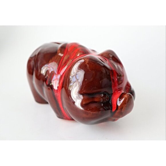 Vintage McMaster Craft Brown Pottery Pig Bank with Red Drip Glaze Souvenir of Wi - Picture 1 of 6